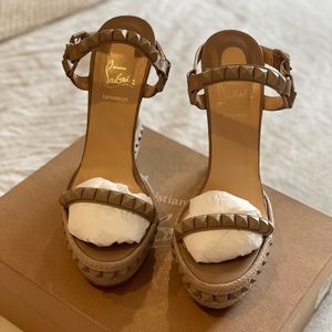 RARE Christian Louboutin Beige Cataclou Espadrille
